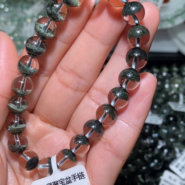 水晶手链未镶嵌绿幽灵聚宝盆手链