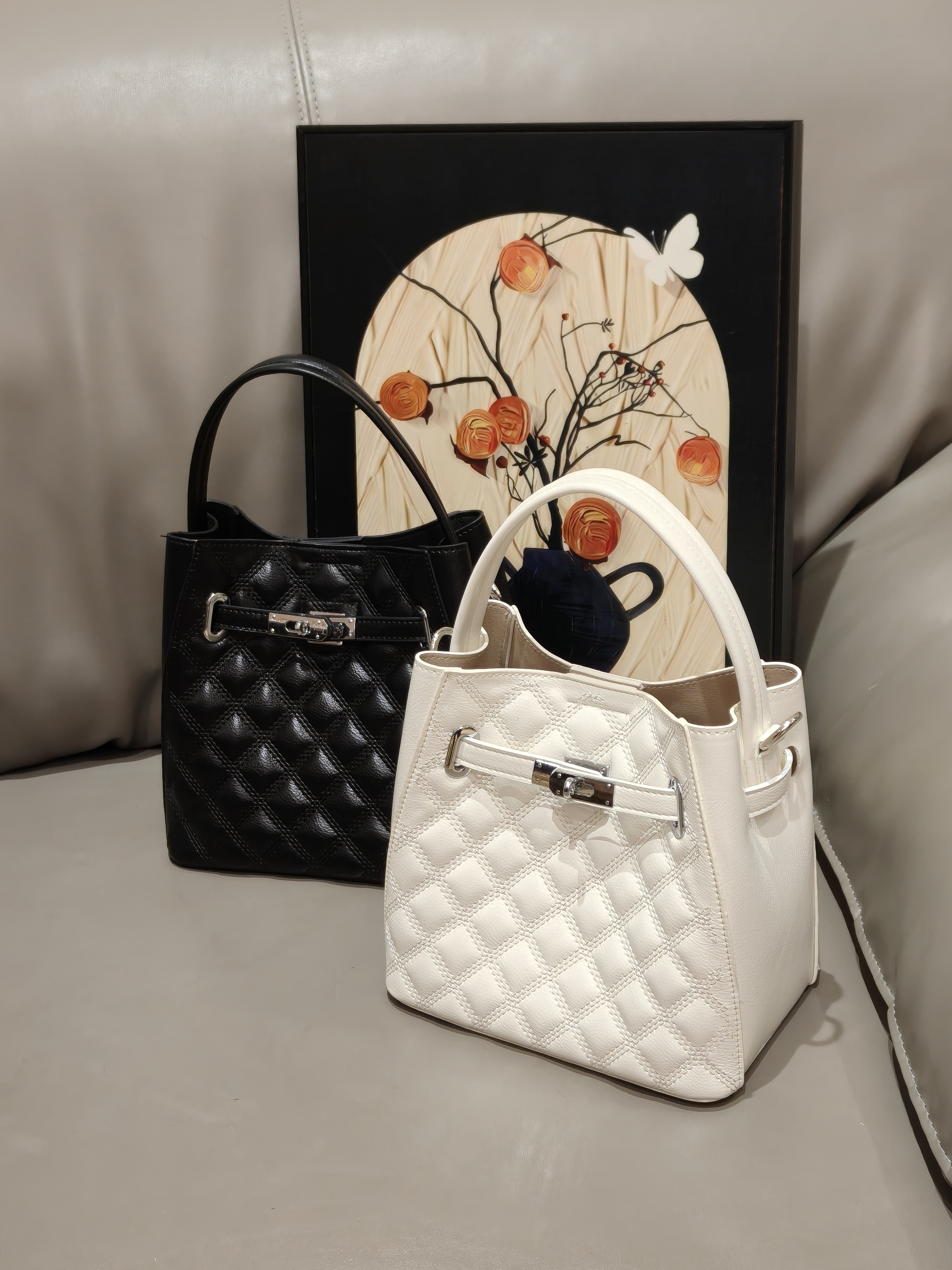 水桶包女2025新款小众设计复古托特包腋下包手提包单肩斜挎包包