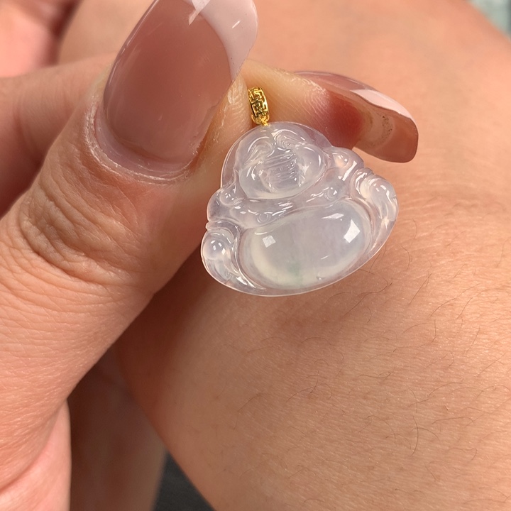 翡翠颈饰18K金镶嵌小佛公