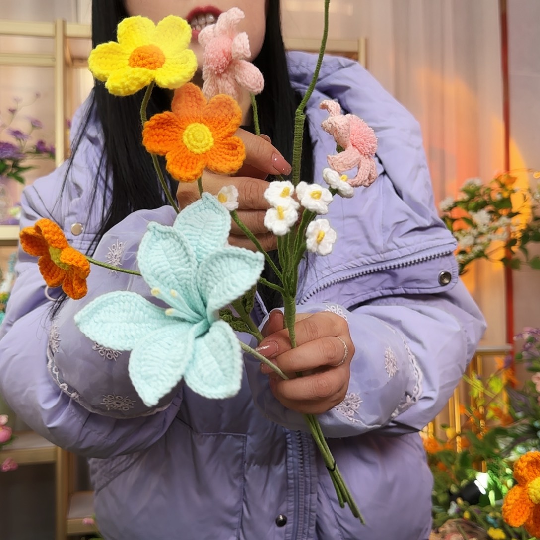 纯手工钩织钩织花束