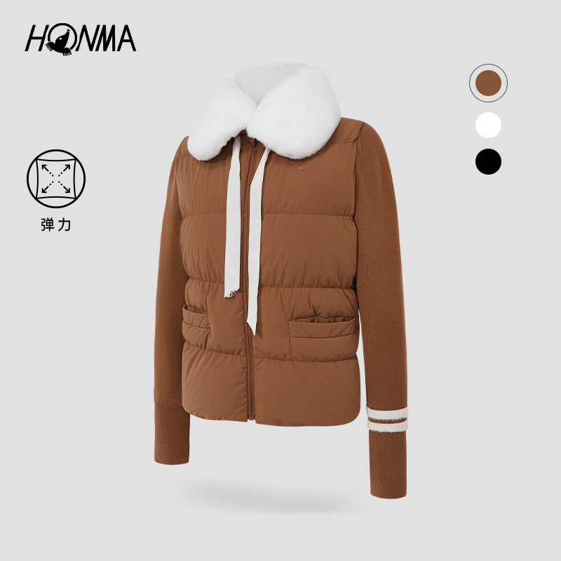 【专业高尔夫】HONMA女士外套羽绒防寒保暖弹力獭兔毛领HWKD121R634