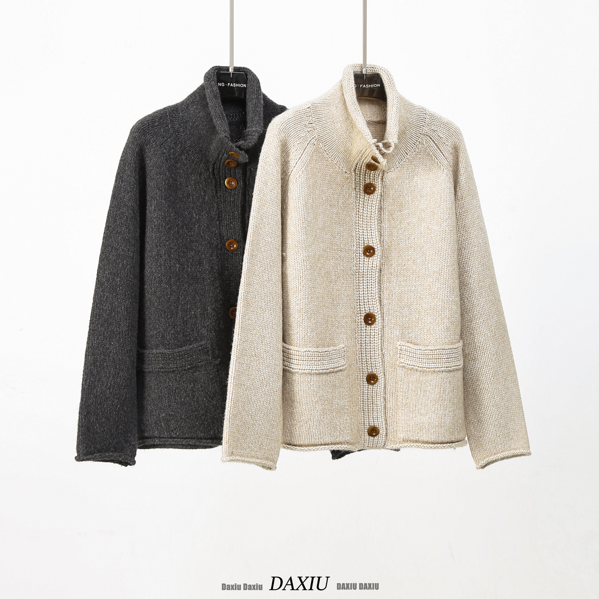 【DAXIU轻奢】秋冬纯色立领休闲时尚百搭开衫外套-6706