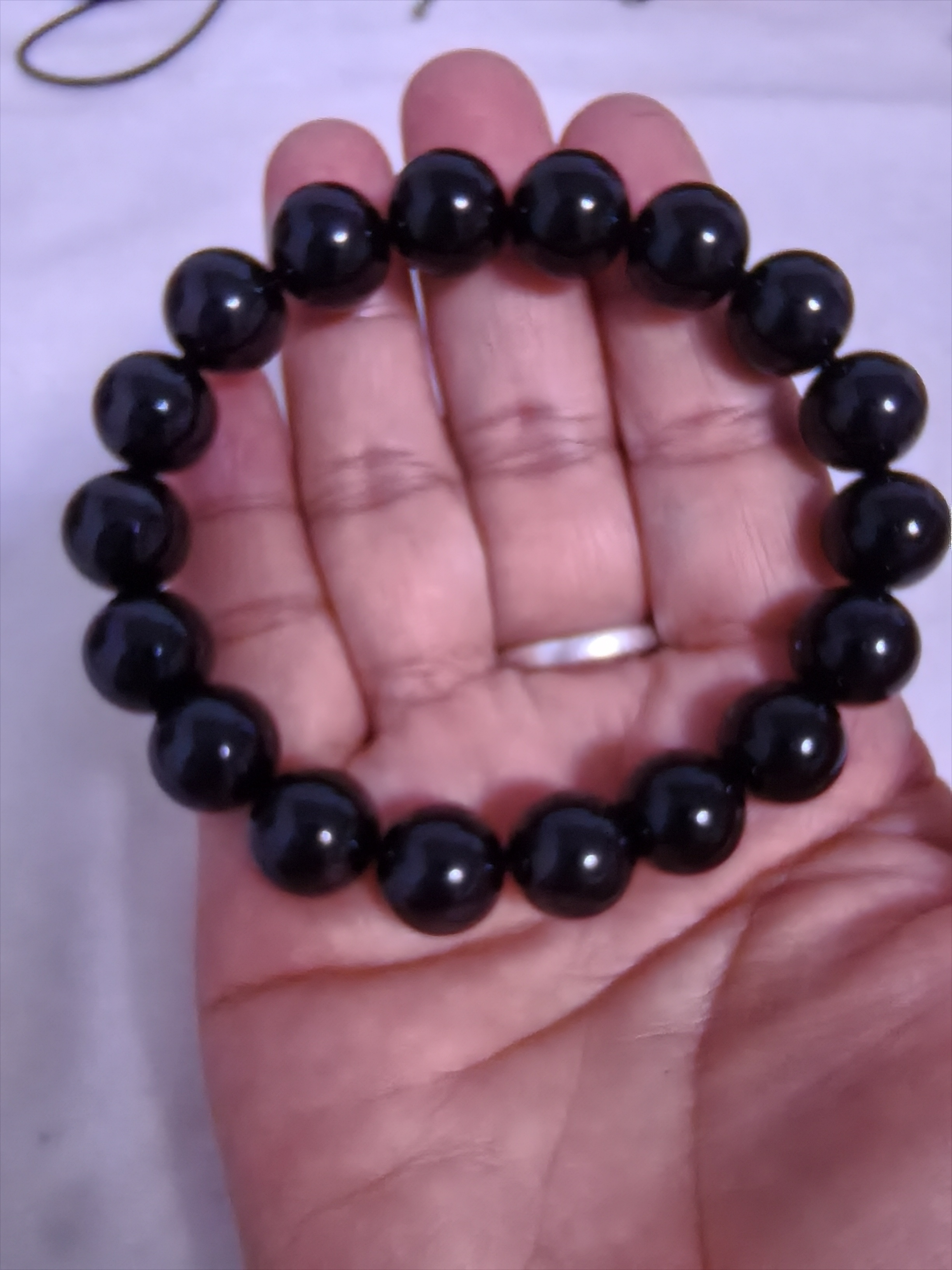 合金石英石手链 纯黑手串