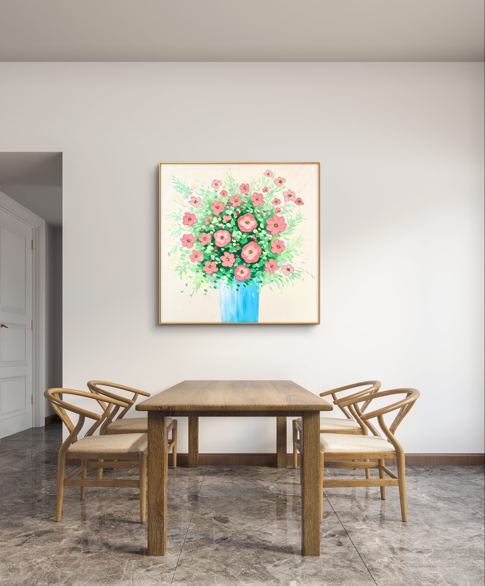 现代简约花卉装饰画卧室客厅餐厅玄关挂画摆画蓝花瓶