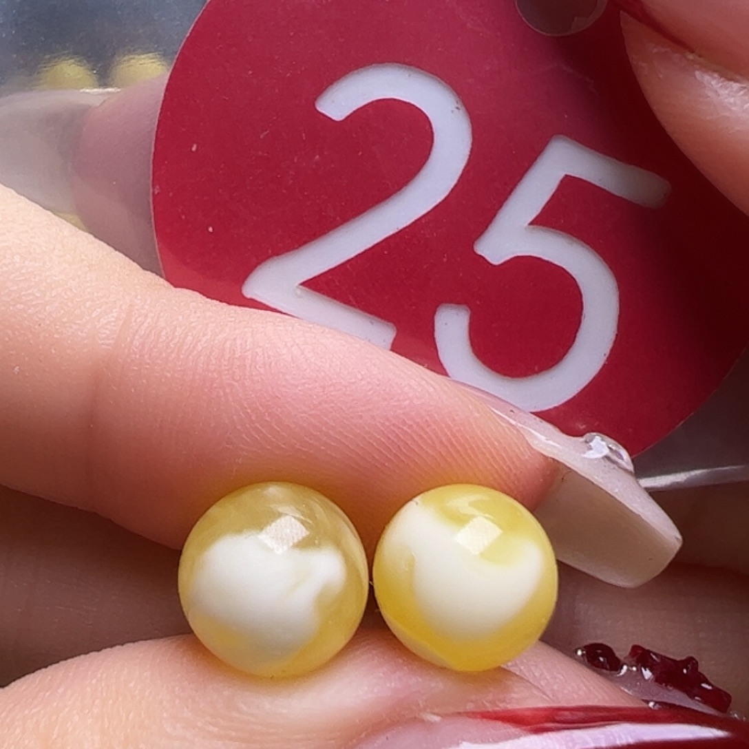 蜜蜡未镶嵌珠宝奇石8mm金瓷白圆珠