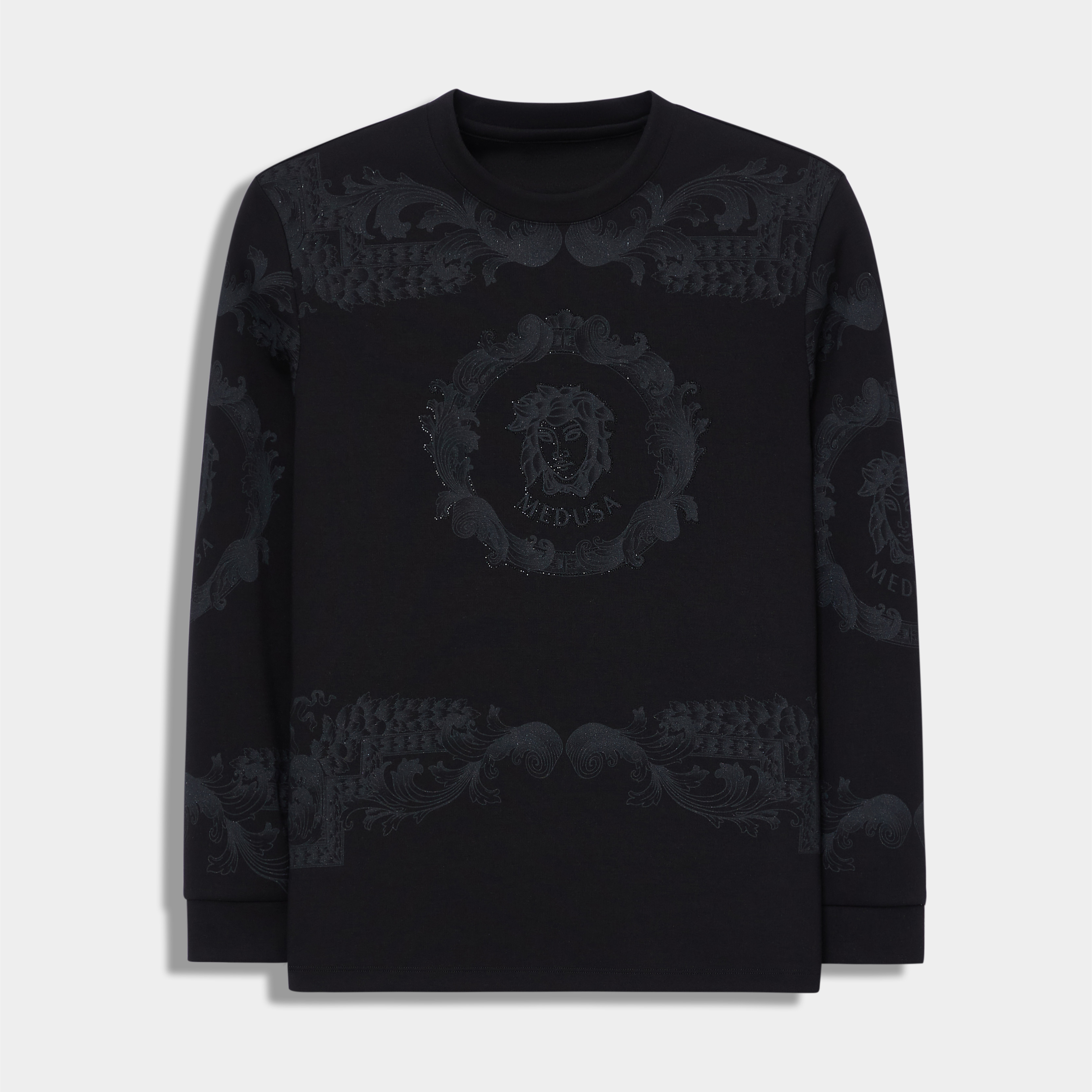 MeduSa/美杜莎卫衣男秋冬烫钻印花休闲圆领轻奢时尚长袖男装24149