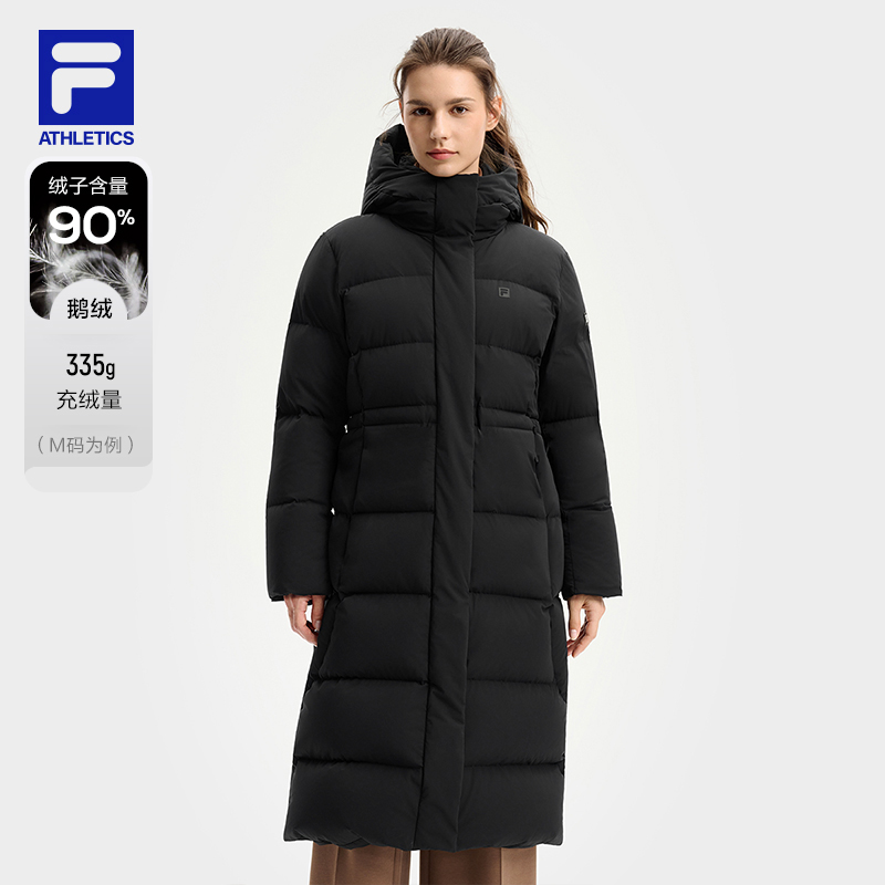 Fila/斐乐飞羽加厚保暖高克重鹅绒服女冬季新款收腰长款羽绒服