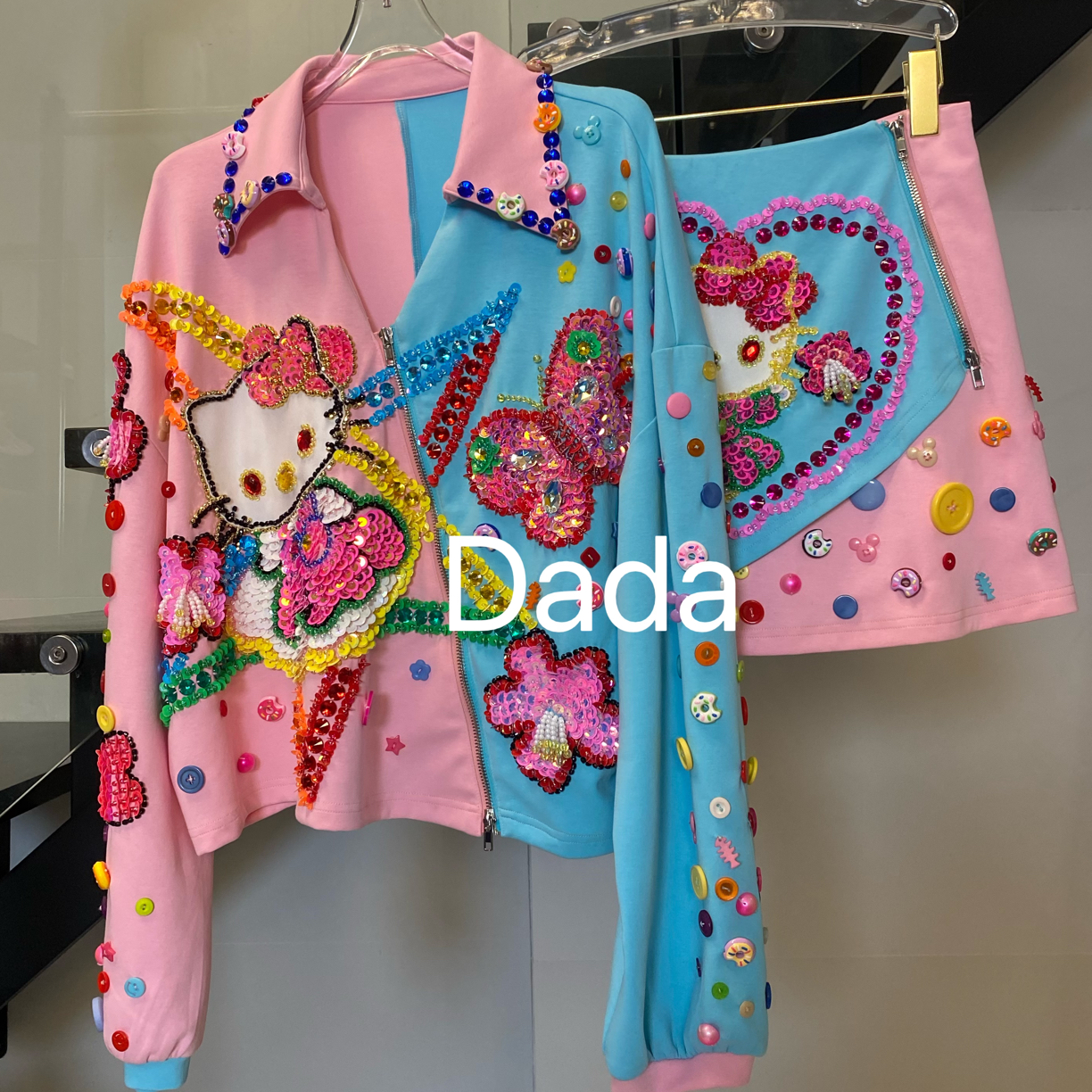 Dada设计款新款重工个性款休闲时尚百搭洋气套装C15515