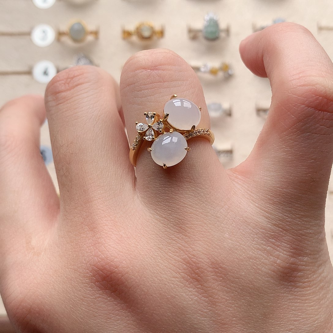 翡翠戒指银S925镶嵌0216