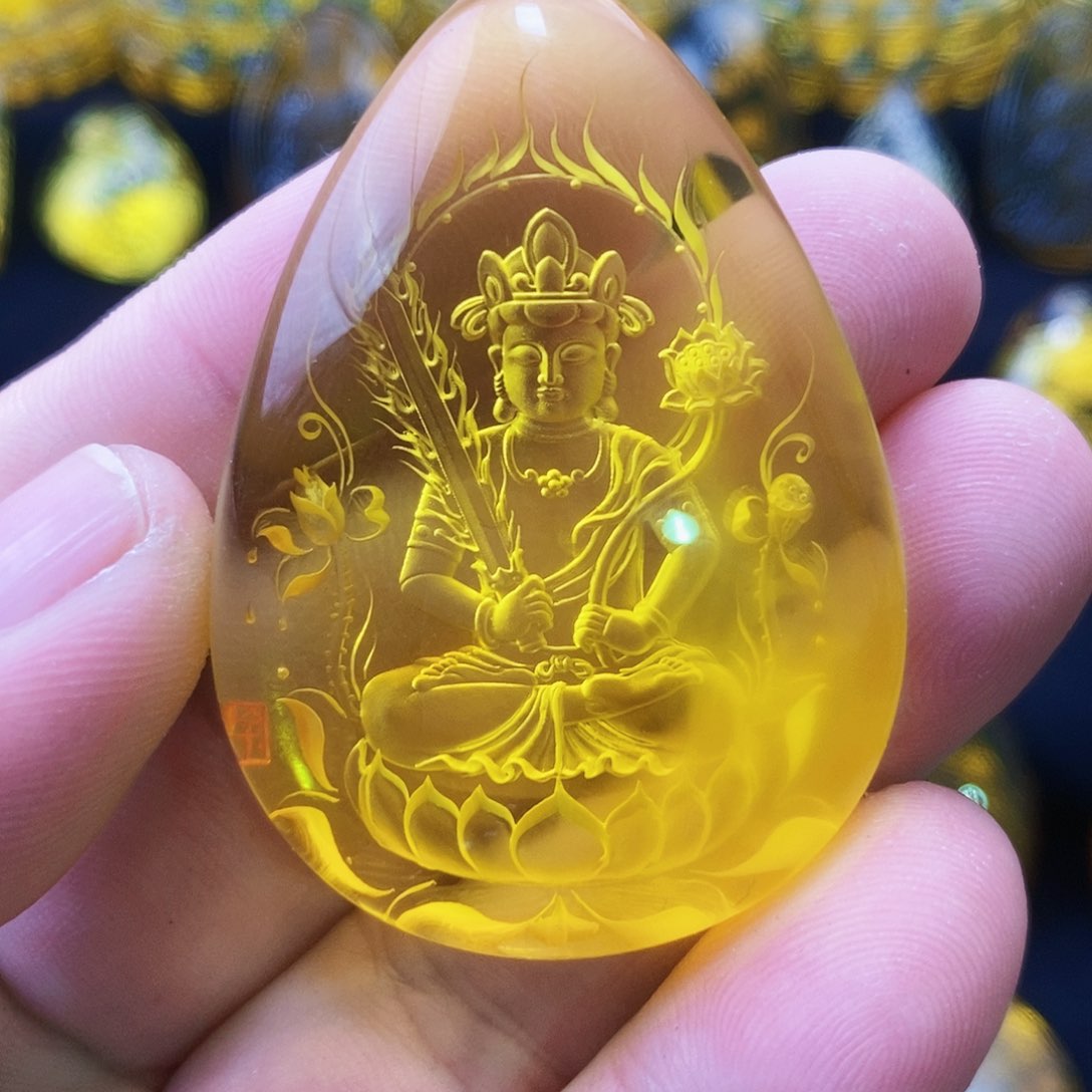 【闪购商品】金珀颈饰未镶嵌琥珀阴雕