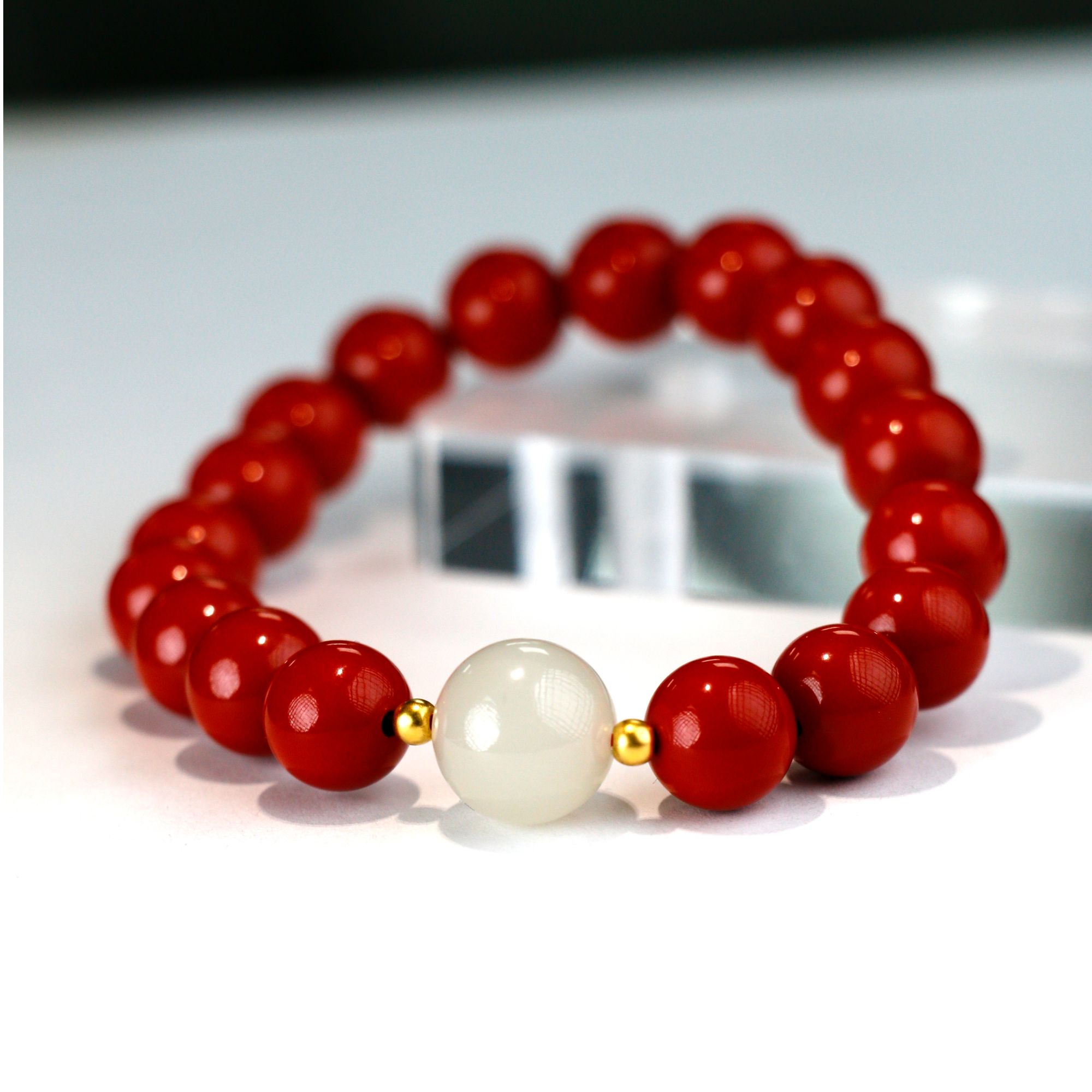 含辰砂工艺品金玉满堂设计款高端朱砂手串寻福纪珠宝