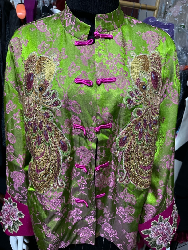 上衣常规款长袖烫钻新中式唐装双面重工时尚老料斜襟百搭