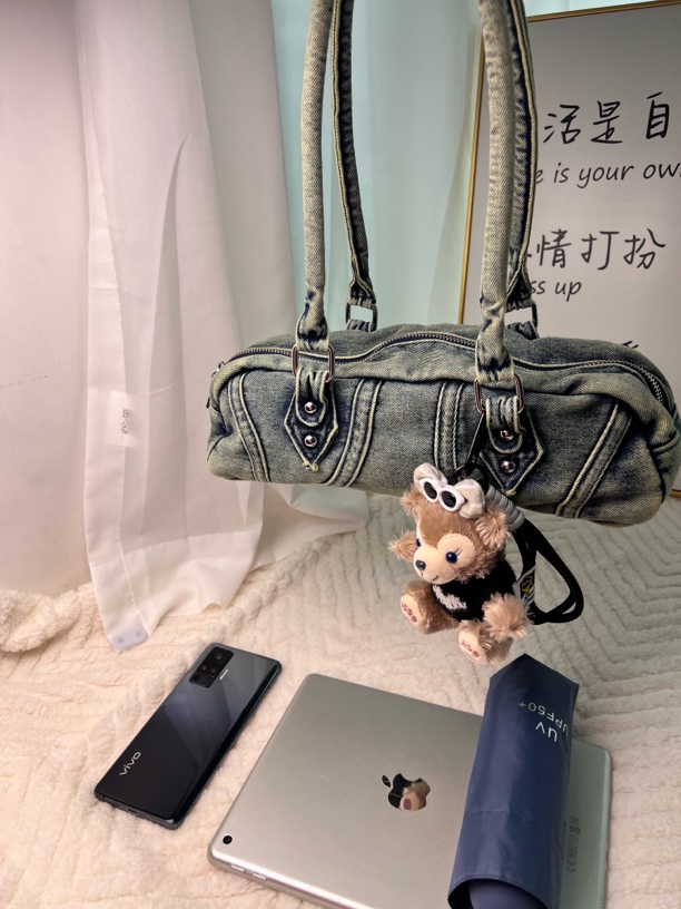 欧美复古女士拉链牛仔法棍手提女包时尚潮流单肩包