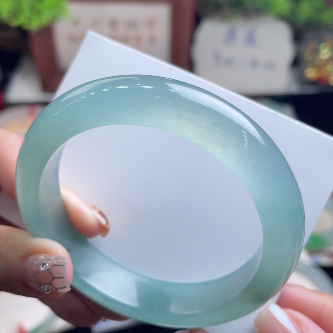 翡翠未镶嵌手镯54.8海蓝之谜 强推 