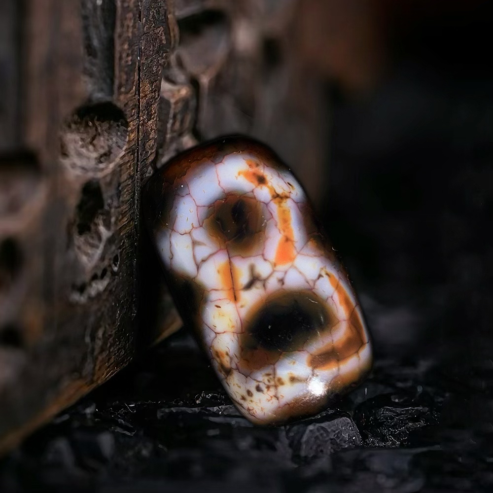 吴老藏红米爷桶珠精品优质天然老玛瑙真品台湾一代西藏藏天珠吊坠