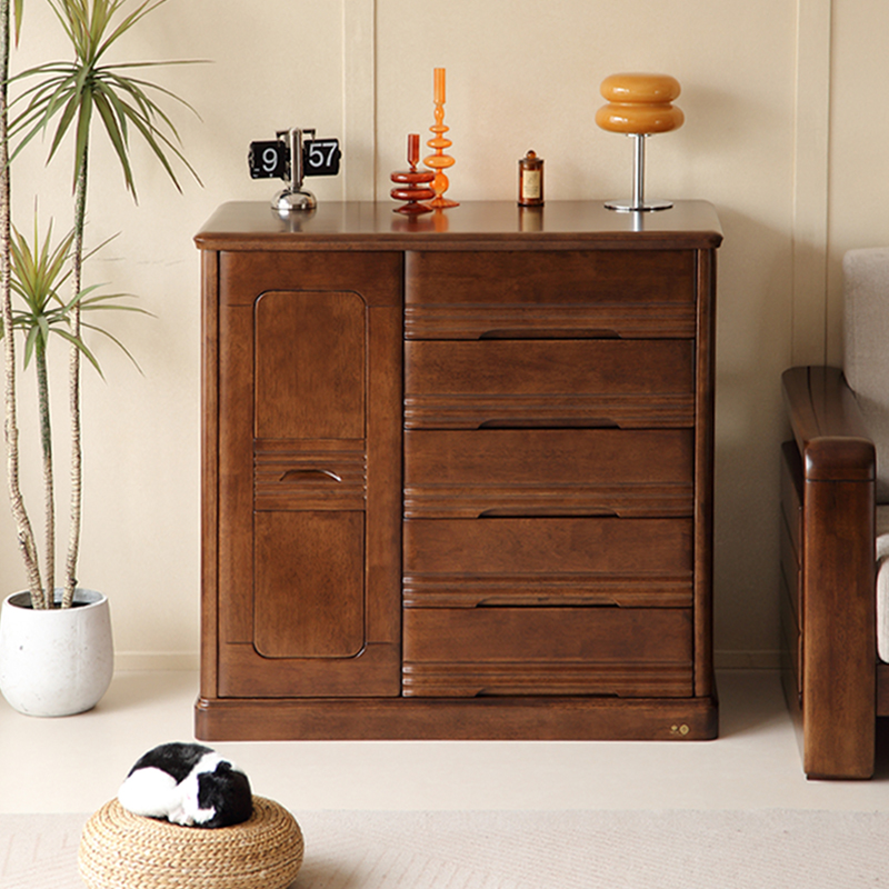 青岛一木全实木斗柜 现代简约风带门抽柜储物柜卧室收纳柜五斗柜