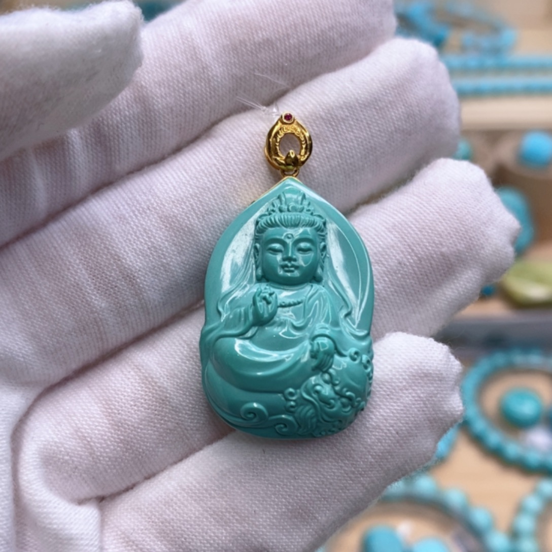 绿松石18K金镶嵌珠宝奇石