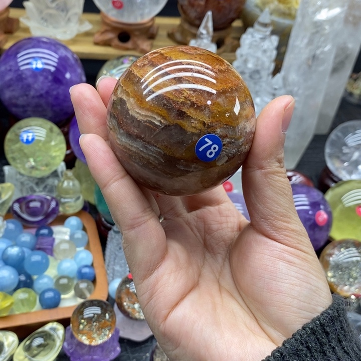幸***满石材天然幽灵千层球