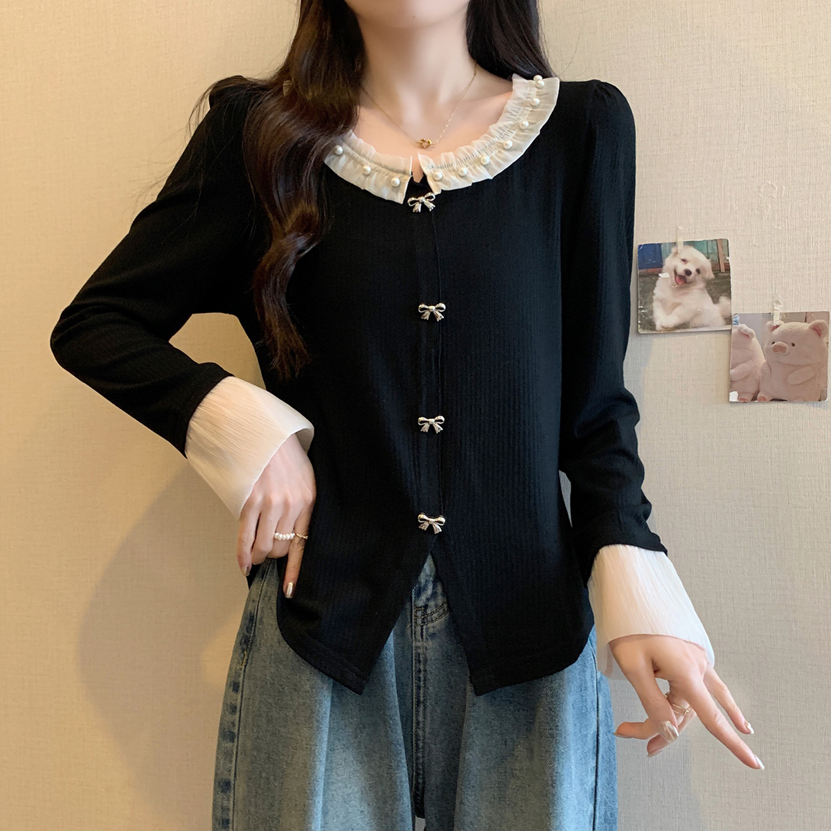 大码女装2025秋季新款胖妹妹时尚法式针织衫高级感显瘦上衣62127