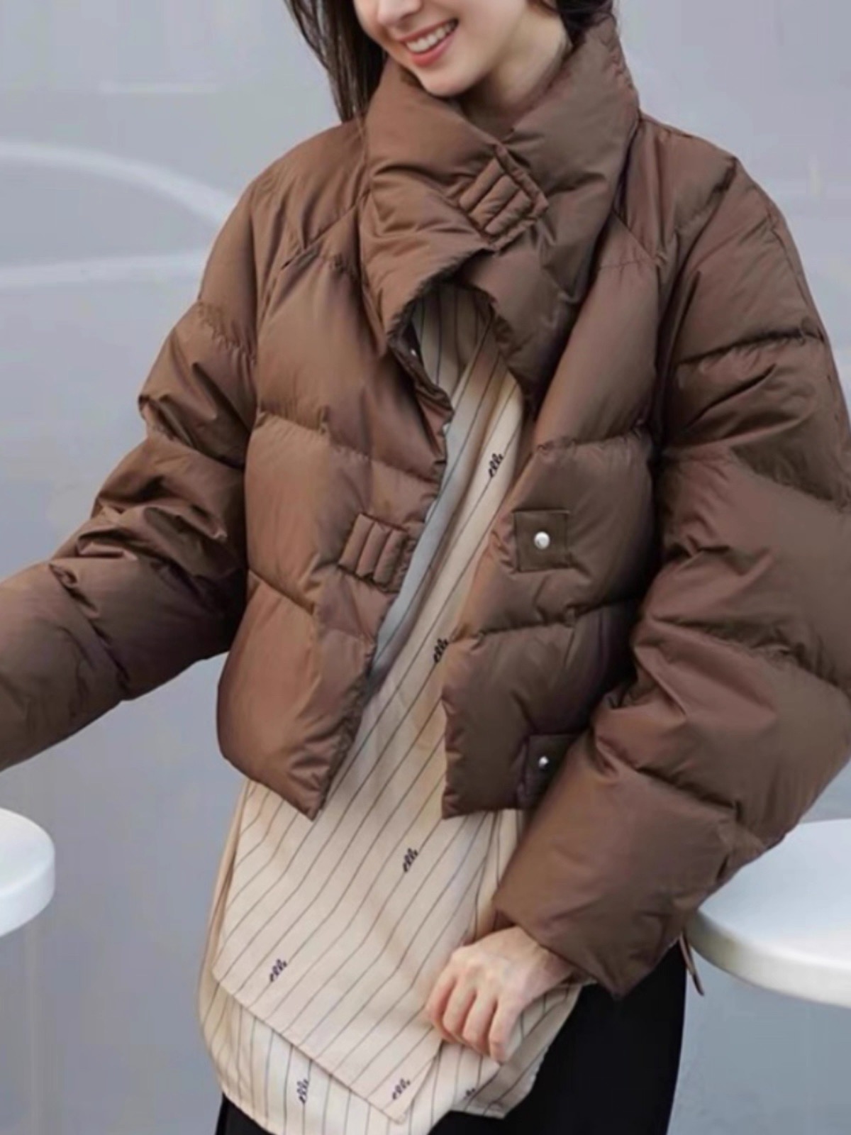 7054 YS棉服女2025新款冬季短款立领加厚高级感面包服外套