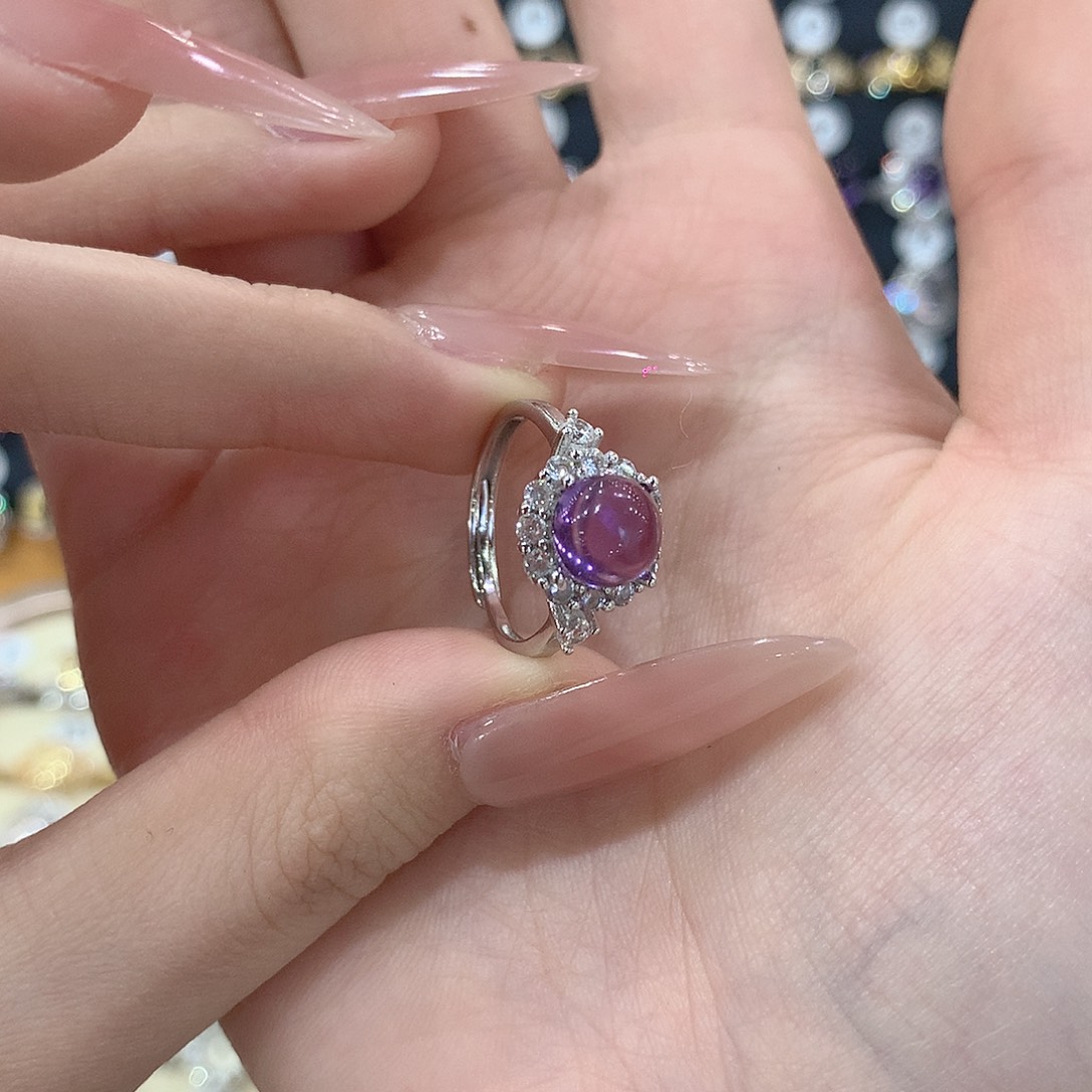 紫晶戒指银S925镶嵌三****?