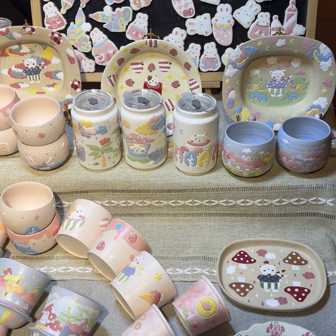 陶摆件可爱的杯杯