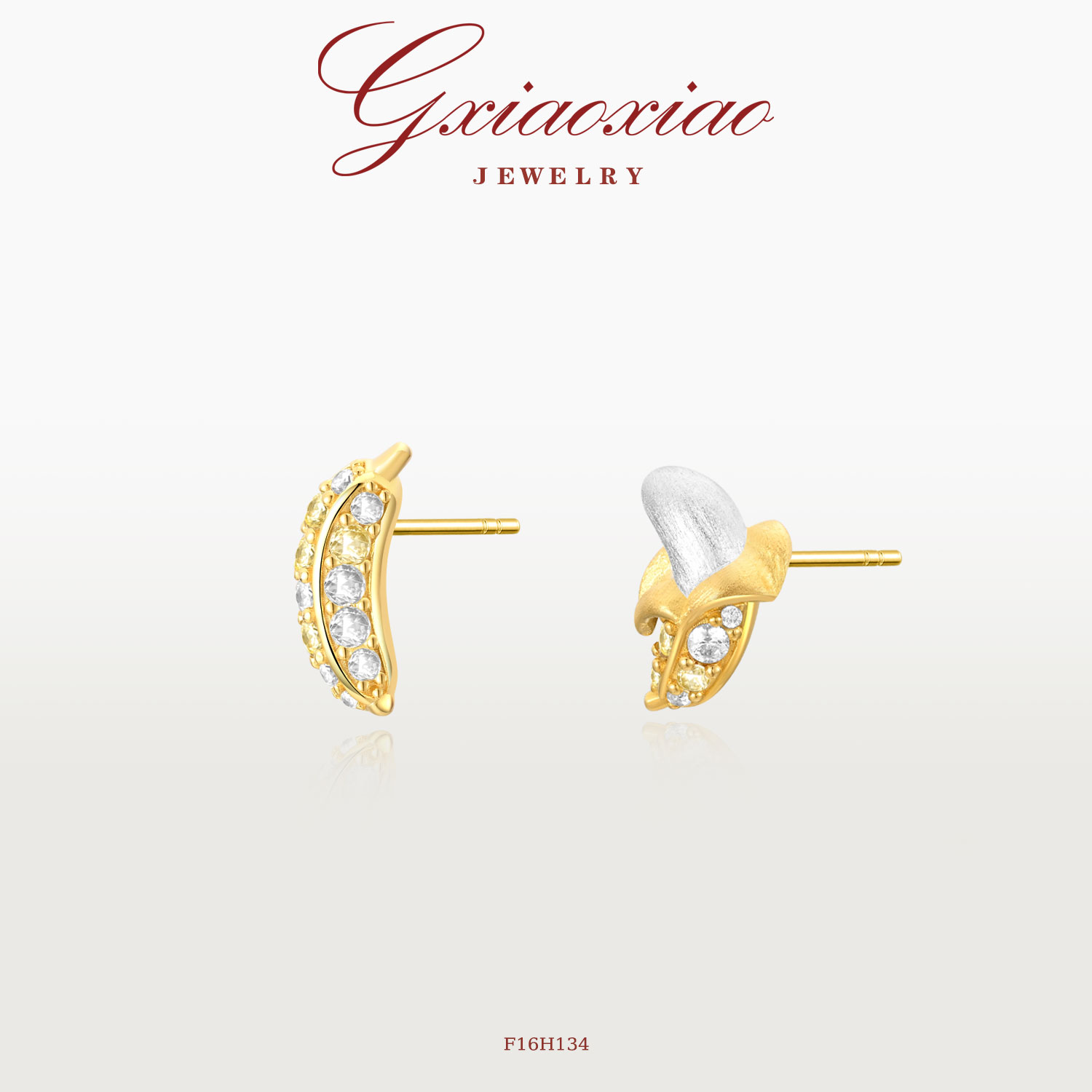 G XIAOXIAO 时尚气质高级感百搭拉丝香蕉耳环 F16H134