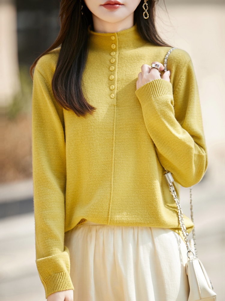 秋冬新款半高领长袖针织衫打底衫宽松洋气百搭上衣女