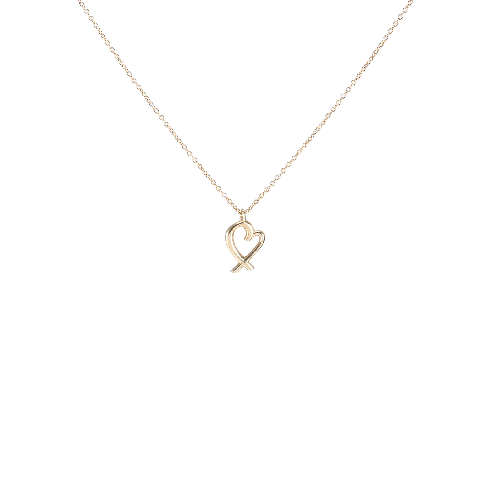 99新 Tiffany & Co./蒂芙尼 小花柳 Loving Heart 爱心项链 黄金