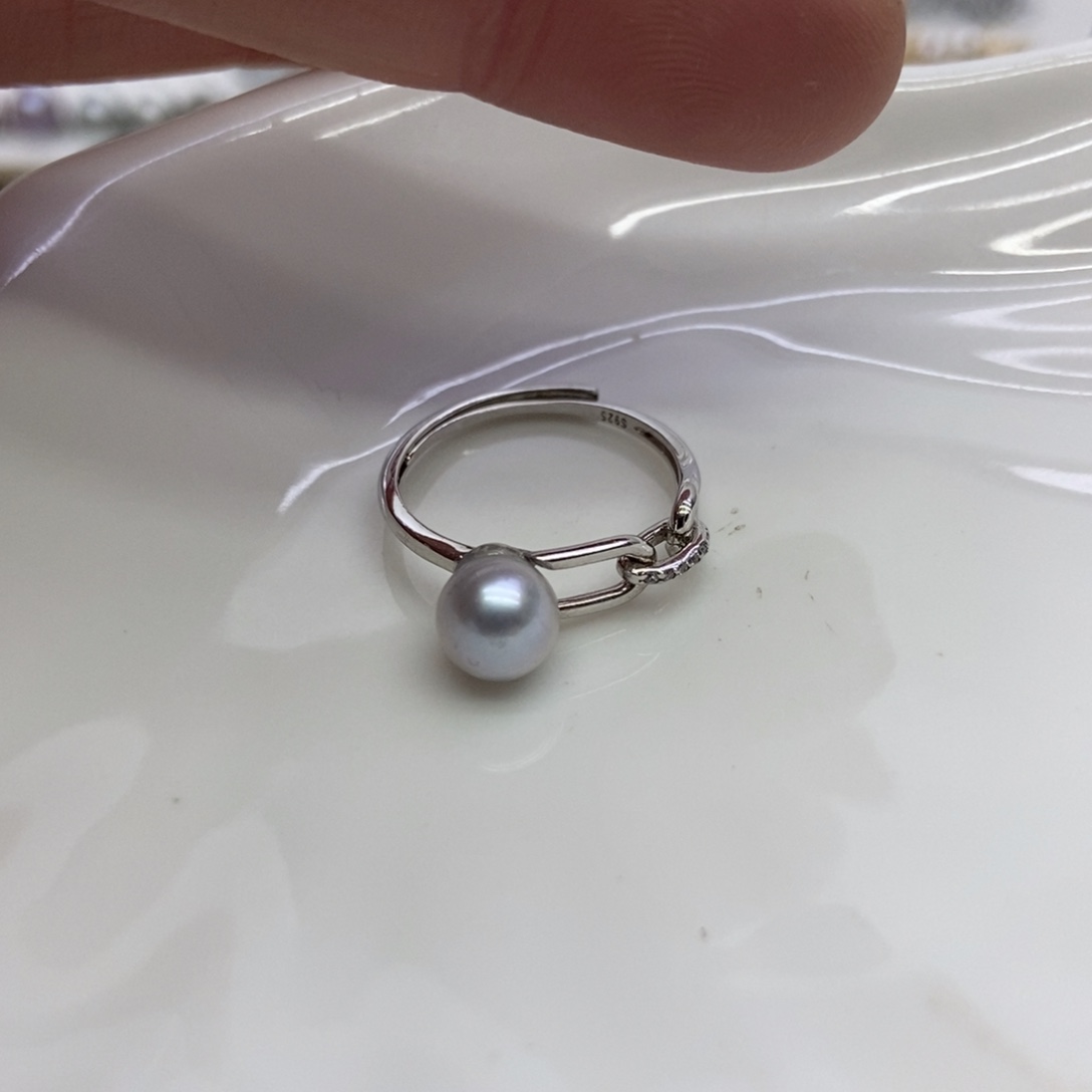 海水珍珠戒指银S925镶嵌