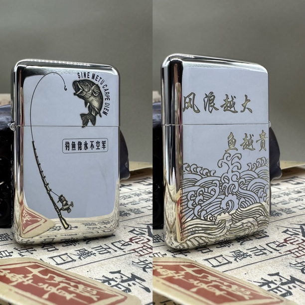 【790白镍双色-钓鱼佬】正品佐罗三代防风煤油打火机高端礼品男士