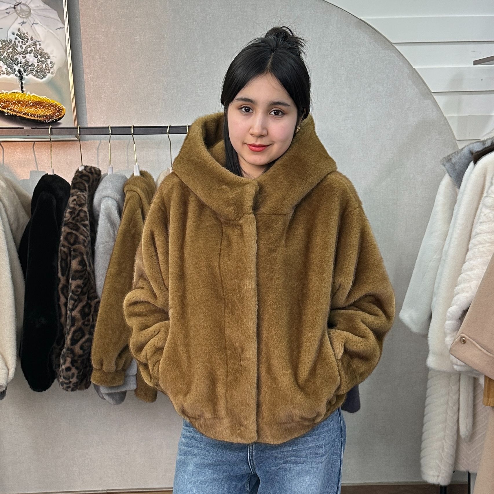 欧貂绒冬款定制【99798】时尚百搭新款貂绒外套