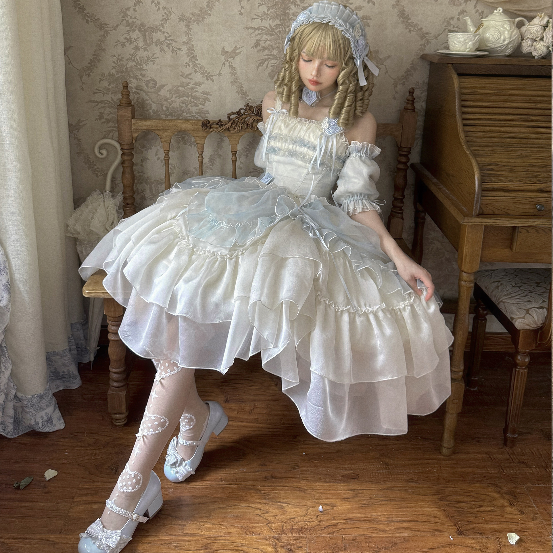 晚安山茶花JSK wawao晚安熊原创lo裙现货正版原创lolita裙