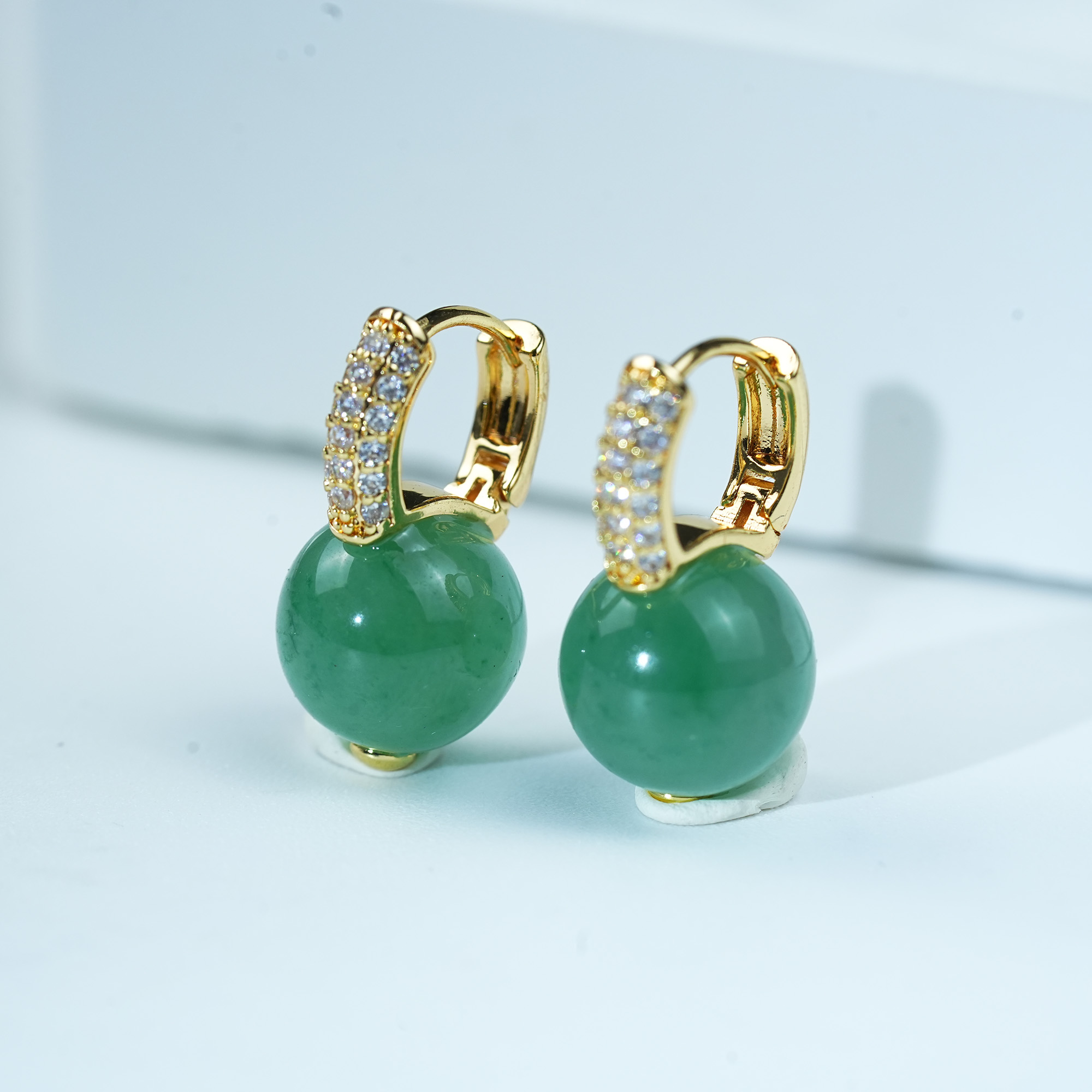 『星辰』甜美风 非洲翠耳环金色圈圈环环相扣