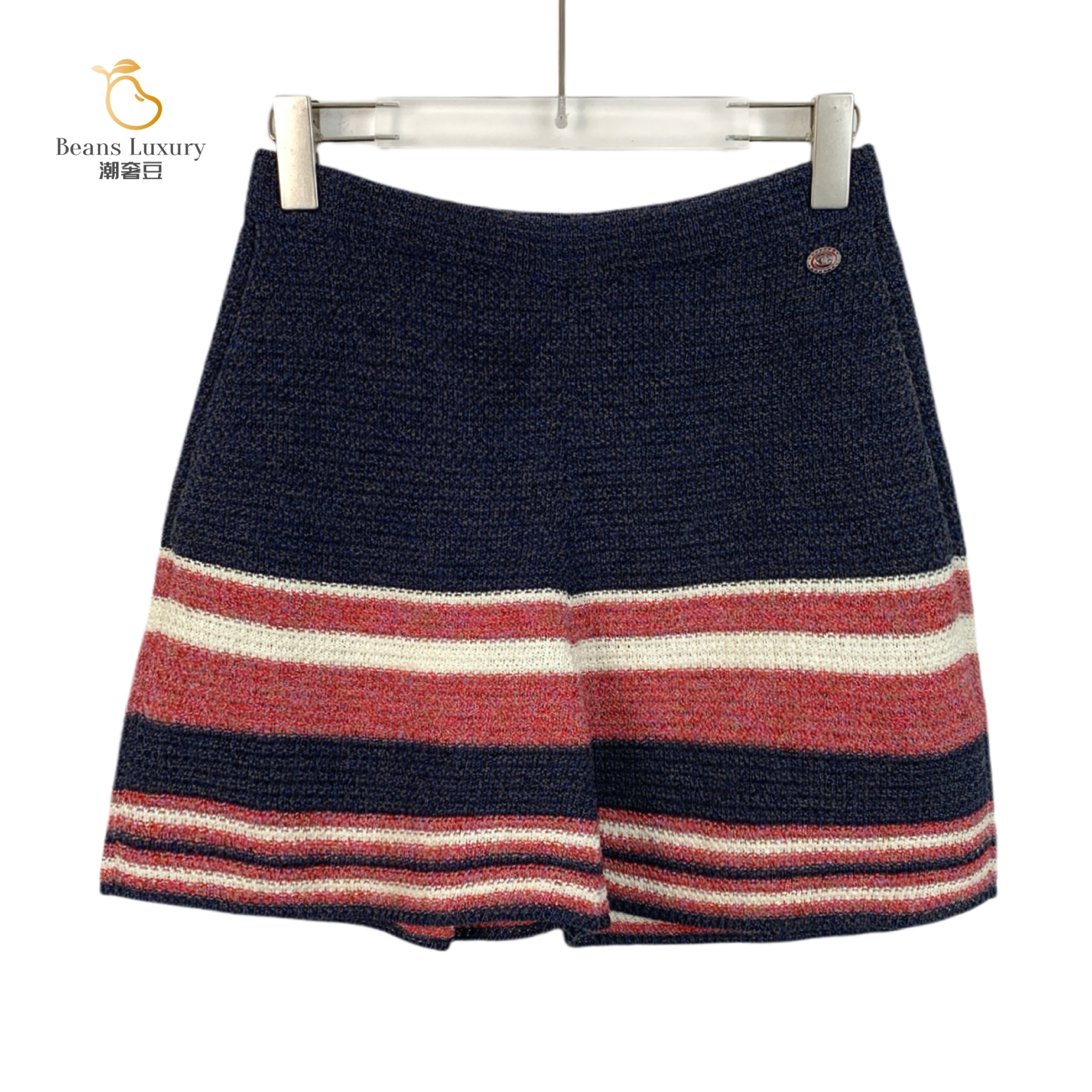 99新 Chanel/香奈儿 潮奢豆 严选/拼色条纹针织休闲短裤/H13835