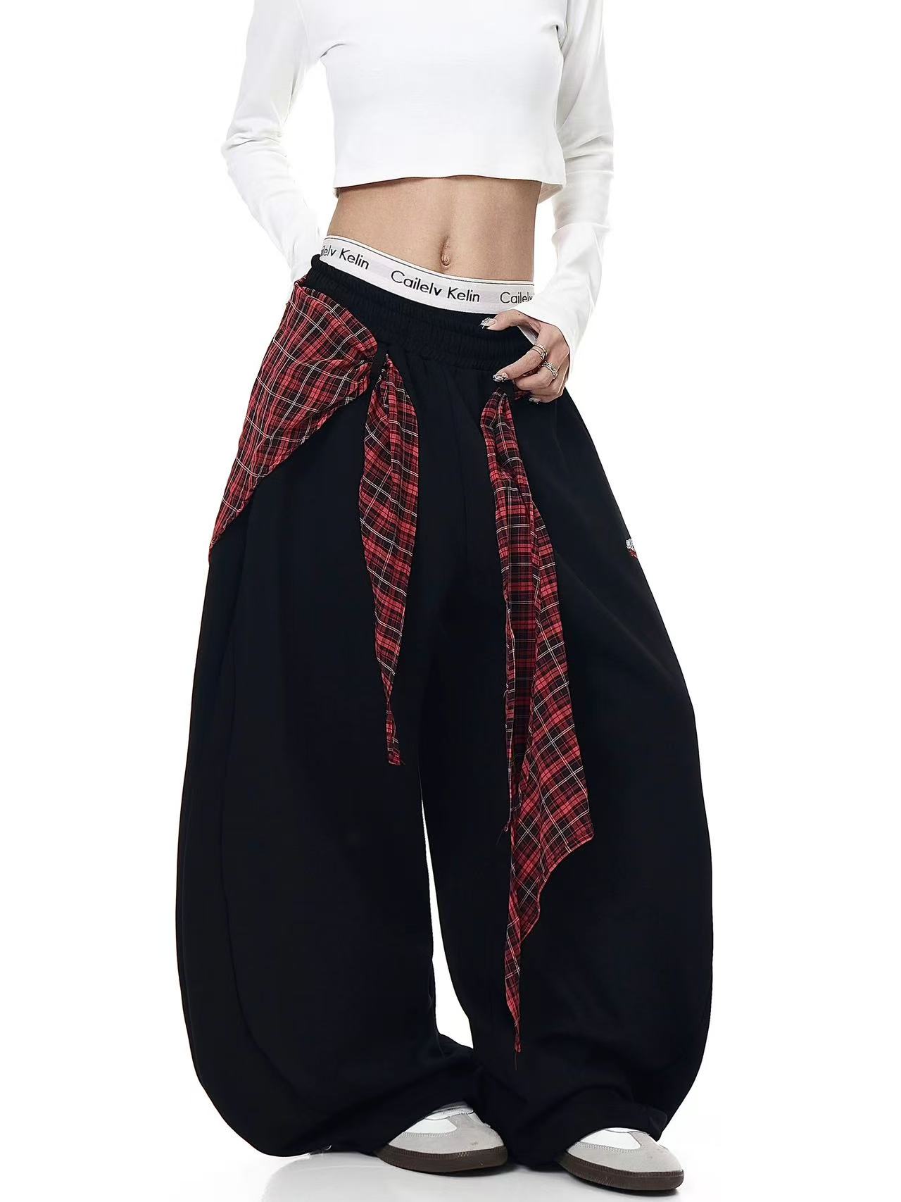 2025新款弯刀裤屁帘两件套美式复古简约高级时尚百搭休闲裤