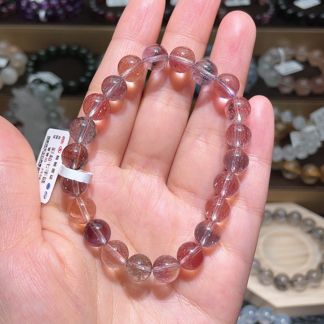 水晶手链未镶嵌超七手链，晶体通透