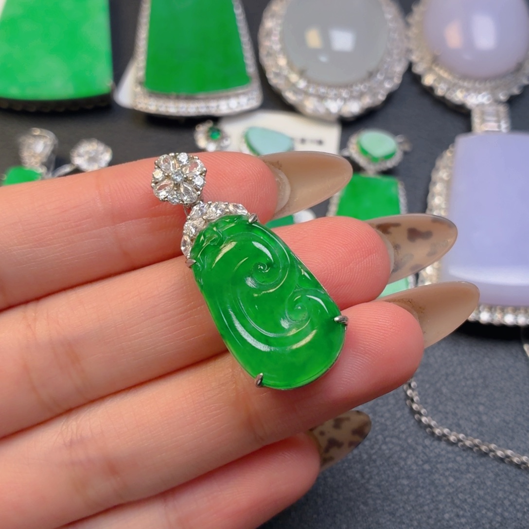 翡翠银S925镶嵌颈饰