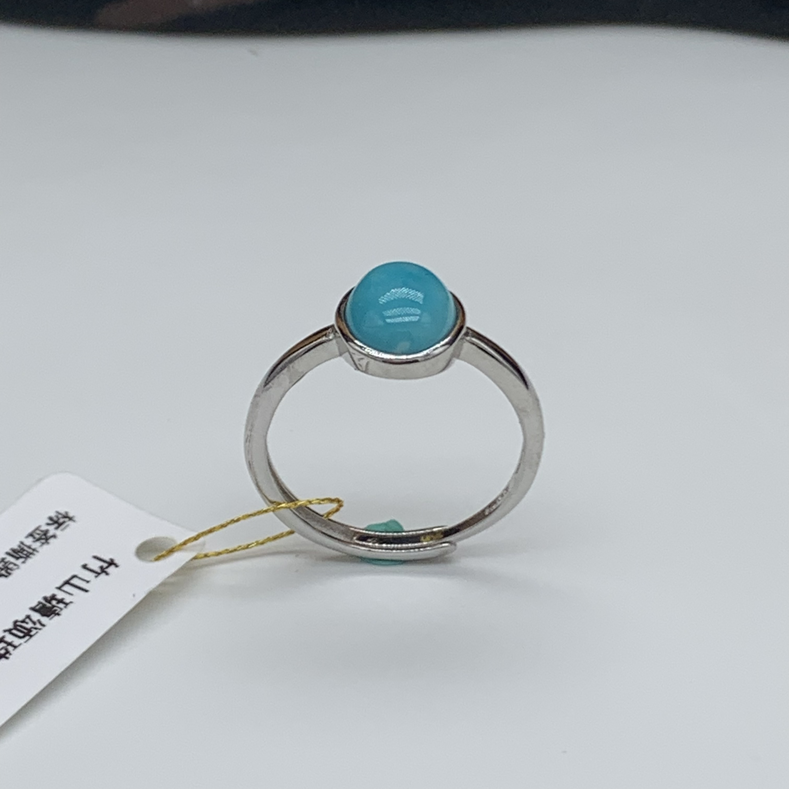 瑭颂湖北竹山原矿高瓷高蓝天然无科技无优化绿松石时尚精美戒指