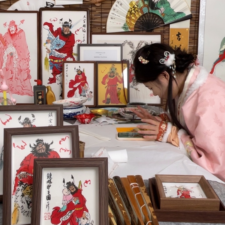 c***弟国画李老师李老师折扇