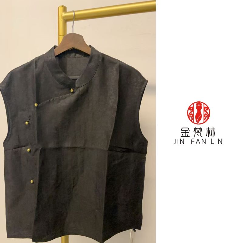 【周记元旦福利】溪铃梦-新中式国风立领盘扣香云纱老料设计款马夹