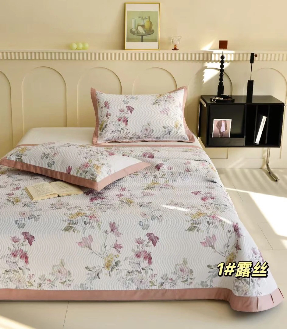 四季通用莱赛尔天丝印花床盖三件套245*250微瑕～露丝Y160