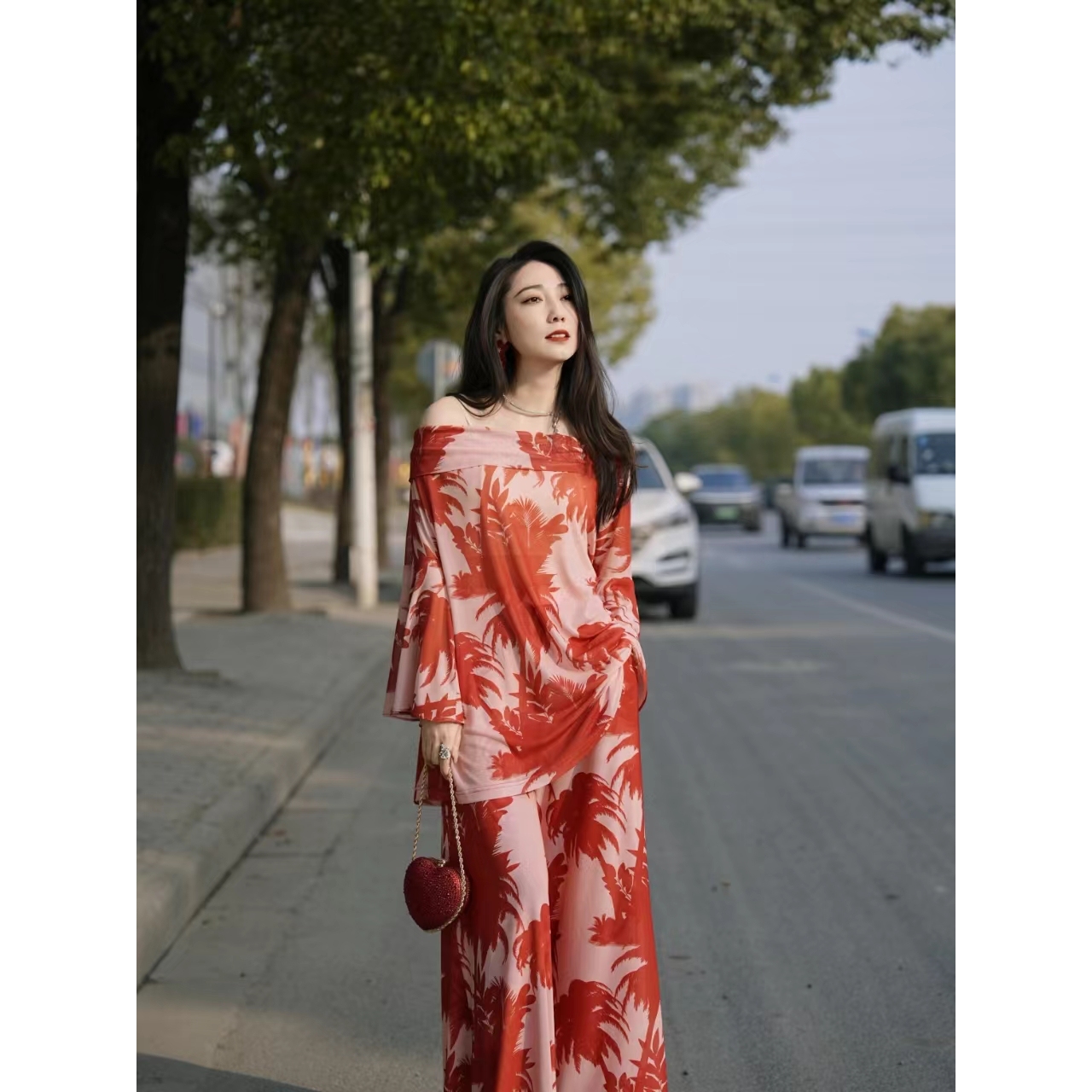 HZHJ新款原创设计师款   红之韵套装裤 显白显瘦高端轻奢1802