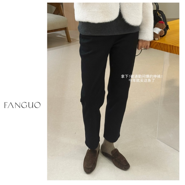 万能经典小黑裤！显瘦没有之一！弹力九分烟管裤子牛仔裤33111