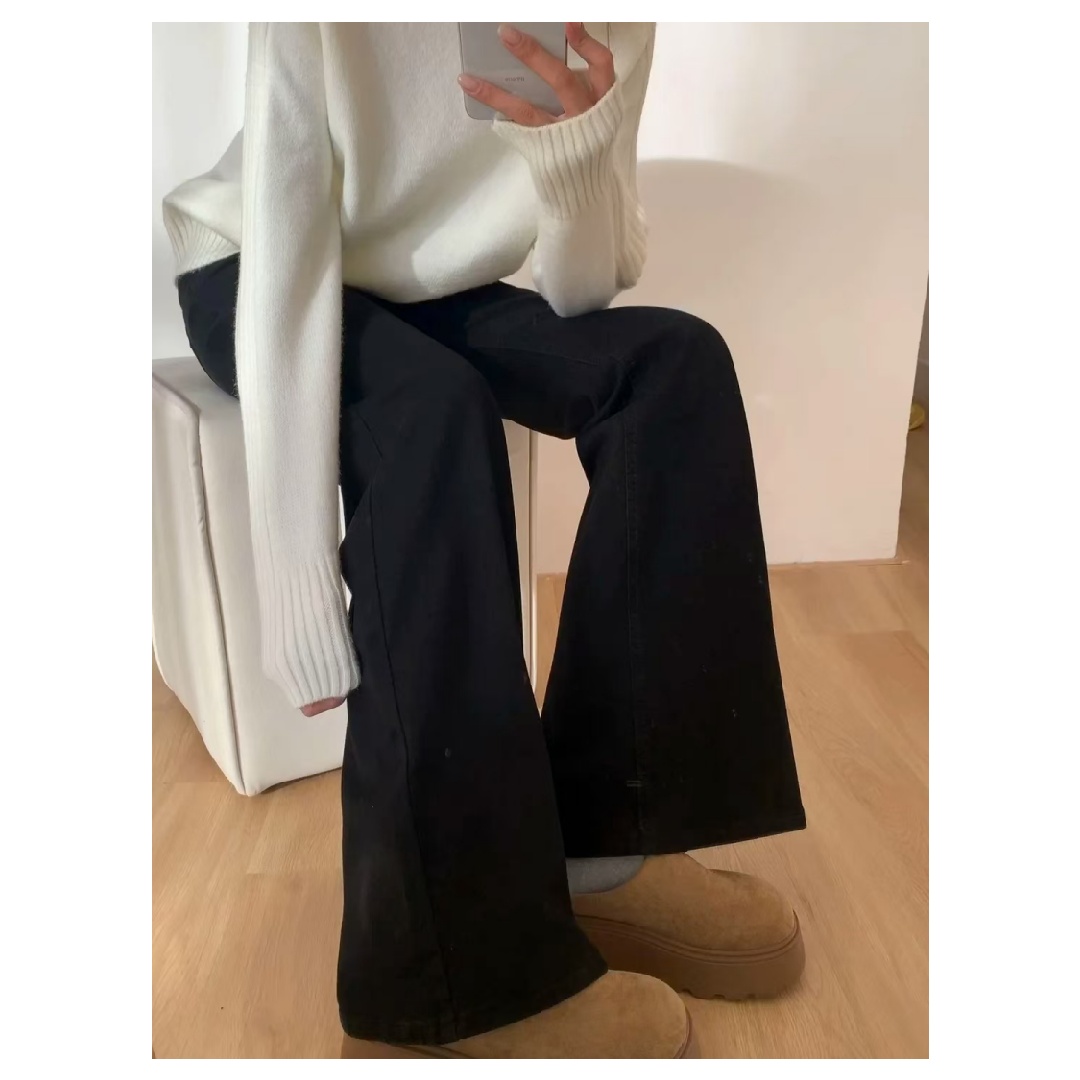 复古显瘦四面弹牛仔裤女高级时尚百搭神裤修身不贴腿微喇大码女装