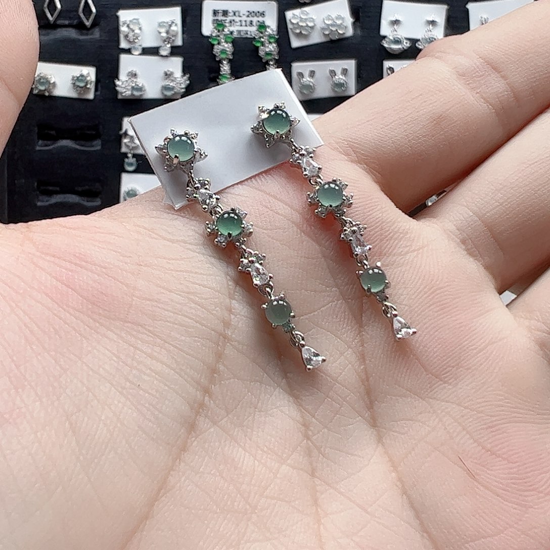 翡翠手链银S925镶嵌天然翡翠A货