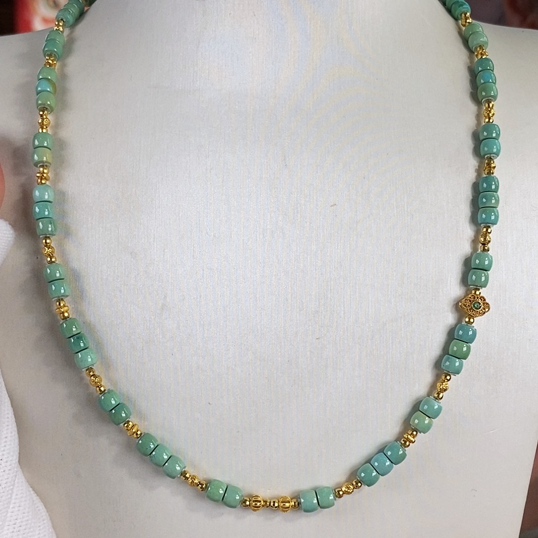 绿松石18K金镶嵌珠宝奇石定位珠为合金