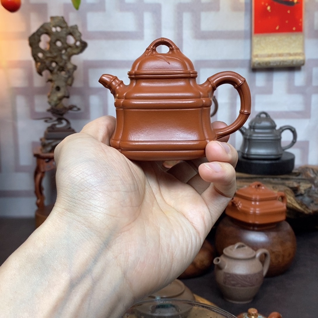 紫砂茶具朱泥四方竹鼎