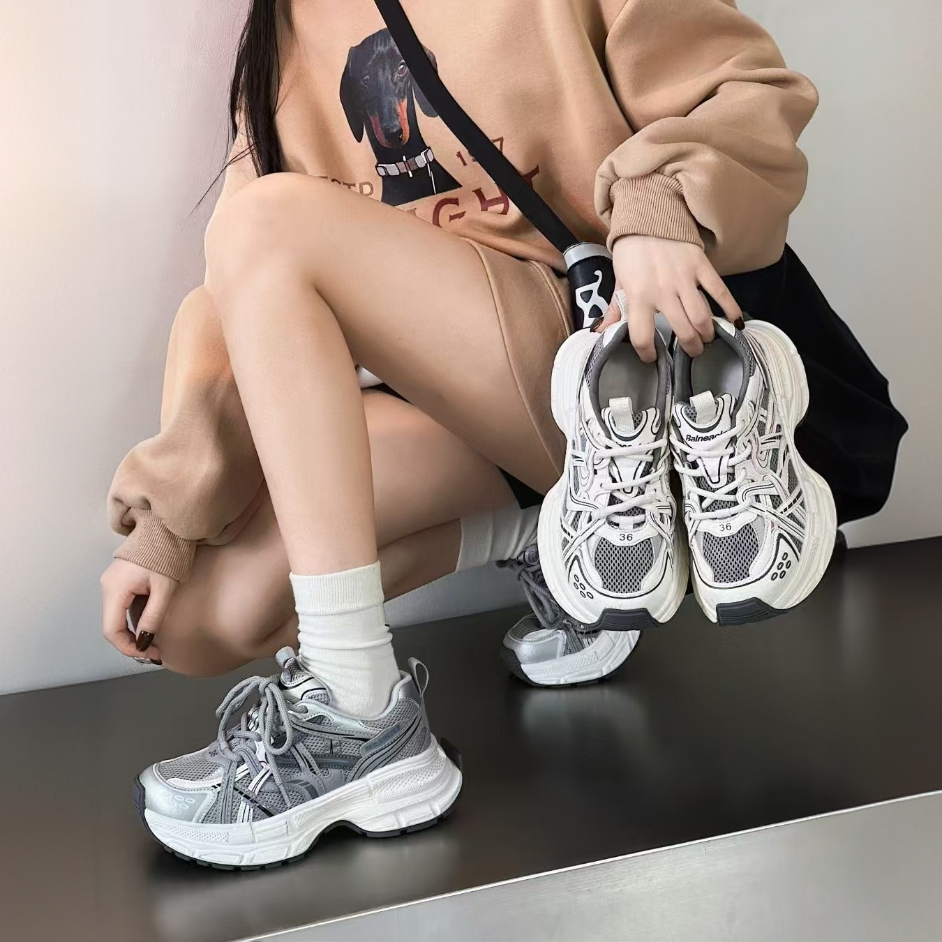 休闲时尚女款舒适老爹鞋63358