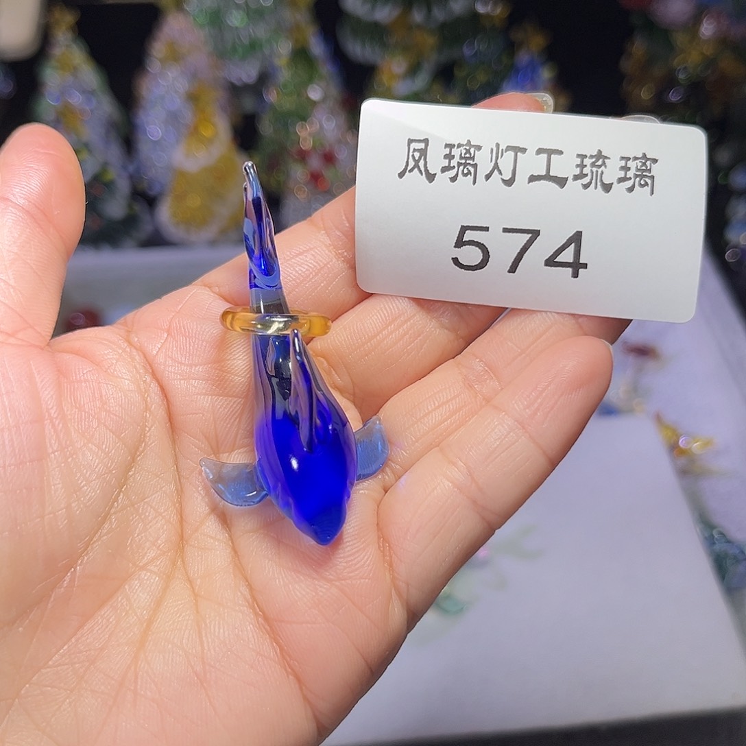 浪***花吊坠（不含链）玻璃574鲨鱼吊坠